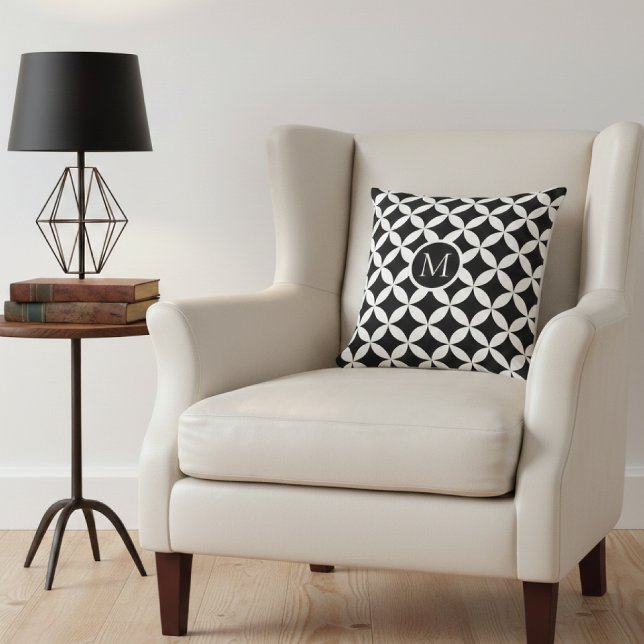 Modern geometrisk Blommigt Monogram Kudde (Skapare uppladdad)