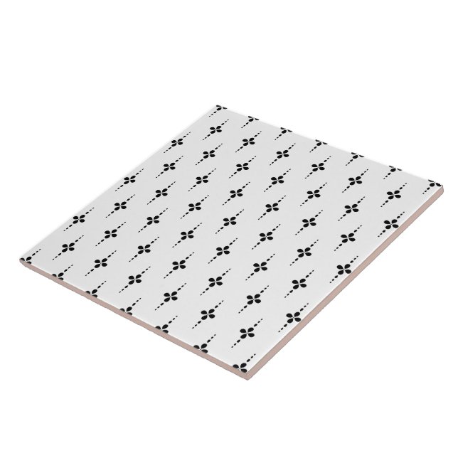 Modern geometrisk blommönster svart och vit kakelplatta (Sidan)