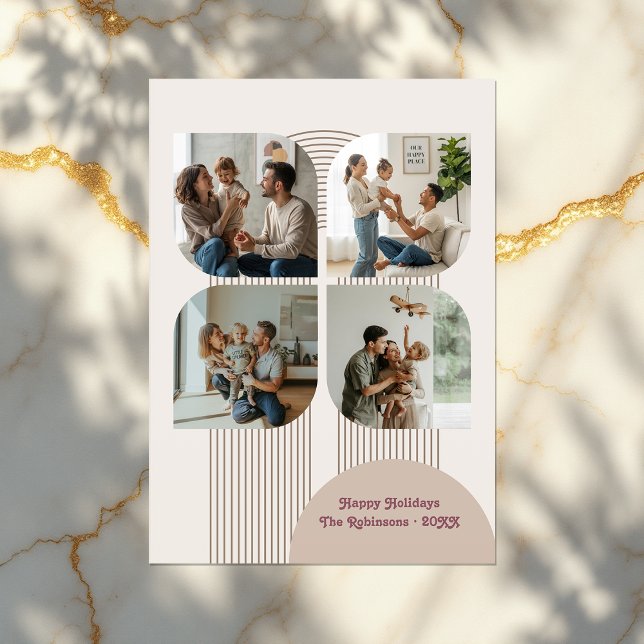 Modern geometrisk blomsterbubbla båge semester fot helgkort (Modern Geometric Flower Bubble Arch Holiday Photo Card)