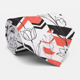 Modern geometrisk blomsterkontrast slips