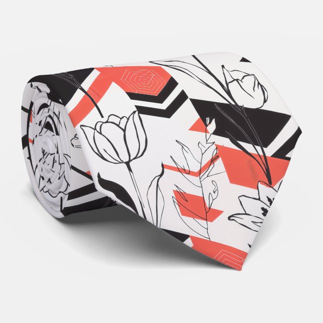 Modern geometrisk blomsterkontrast slips (Rullad)
