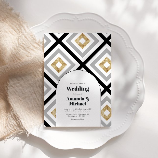 Modern Geometrisk Bröllop Inbjudningar (Modern Geometric Wedding Invitation)