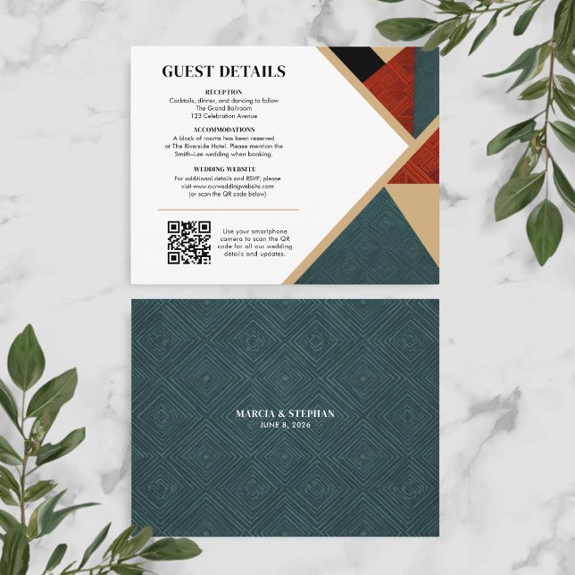 Modern Geometrisk Bröllopsdetaljkort Tilläggskort (Geometric Style Guest Detail Wedding Card)