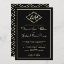 Modern geometrisk bröllopsinbjudning i monogram