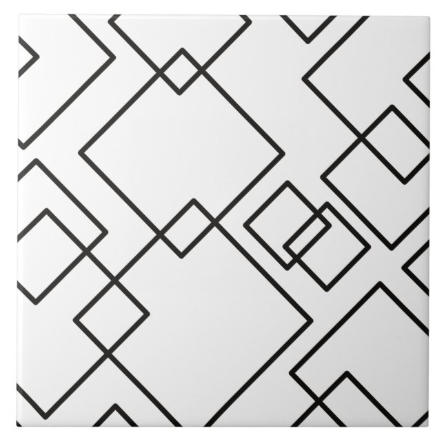Modern geometrisk chic för svart och vitt trendig  kakelplatta (Framsidan)