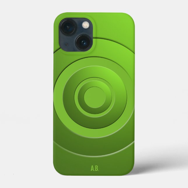 Modern geometrisk cirkel Lime Green Initialer (Baksida)