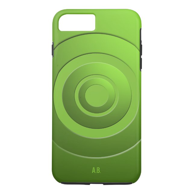 Modern geometrisk cirkel Lime Green Initialer Case-Mate iPhone Skal (Baksida)