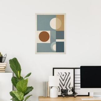 Modern geometrisk cirkel och kvadratväggskonst poster