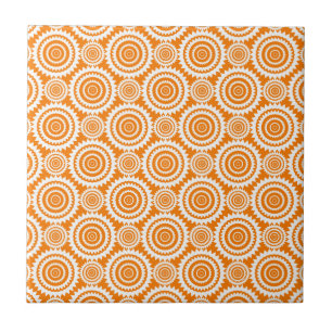Modern geometrisk cirklar orange och vit mönster kakelplatta