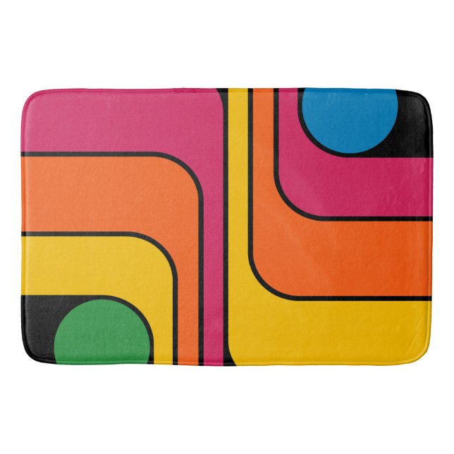 Modern geometrisk design i 1970-talsretro-stil badrumsmatta (Framsidan)