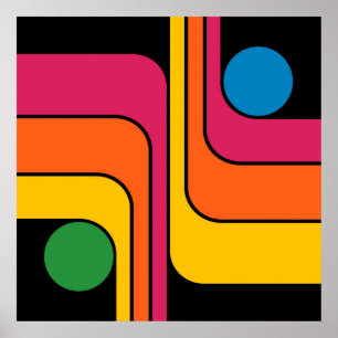 Modern geometrisk design i 1970-talsretro-stil poster