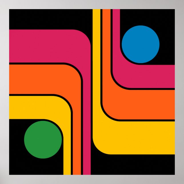 Modern geometrisk design i 1970-talsretro-stil poster (Framsidan)