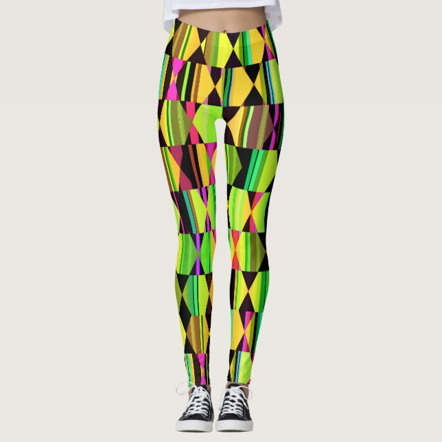 Modern geometrisk design i Gulten Leggings (Framsida)