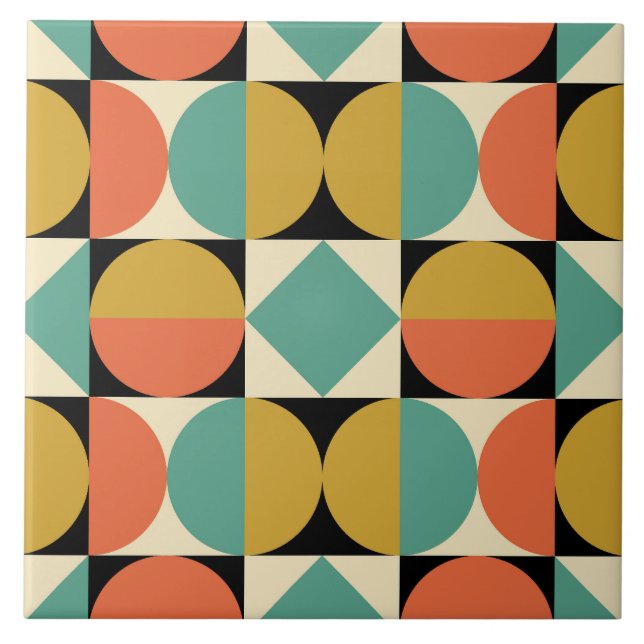 Modern geometrisk design i mitten av århundradet kakelplatta (Framsidan)