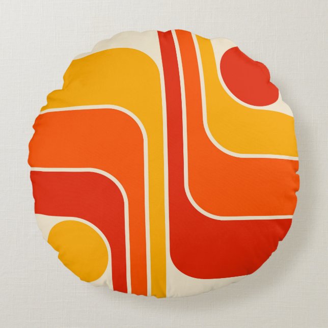 Modern geometrisk design i mitten av århundradet rund kudde (Framsidan)