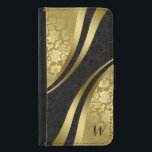 Modern geometrisk design, svartvitt och Guld Samsung Galaxy S5 Plånboksfodral<br><div class="desc">blommigten elegant guld och svart vintage dämpar den geometriska moderna utformningen. Anpassade monogram.</div>
