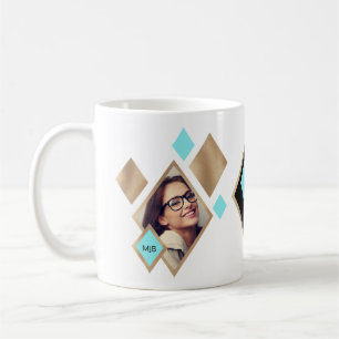 Modern geometrisk diameter 2-foto och monogram kaffemugg