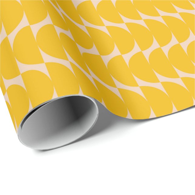 Modern geometrisk enkel form mönster gul presentpapper (Rullad Hörn)