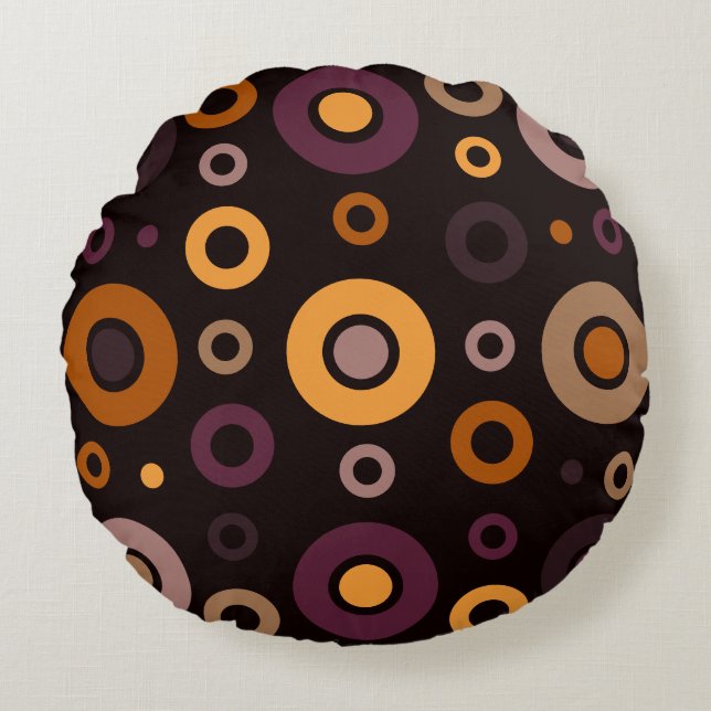 Modern geometrisk fallenhet i mitten av århundrade rund kudde (Framsidan)