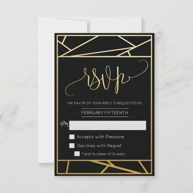 Modern Geometrisk Falsk Guld RSVP OSA Kort (Framsida)