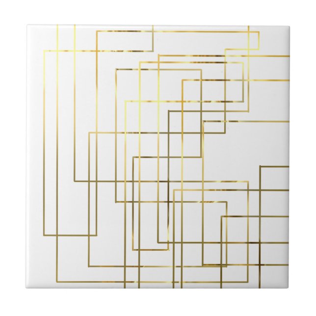 Modern geometrisk falsk guldlinjer kakelplatta (Framsidan)