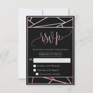 Modern Geometrisk Falsk Roséguld RSVP OSA Kort