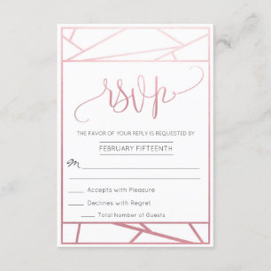 Modern geometrisk falsk roséguld RSVP OSA Kort
