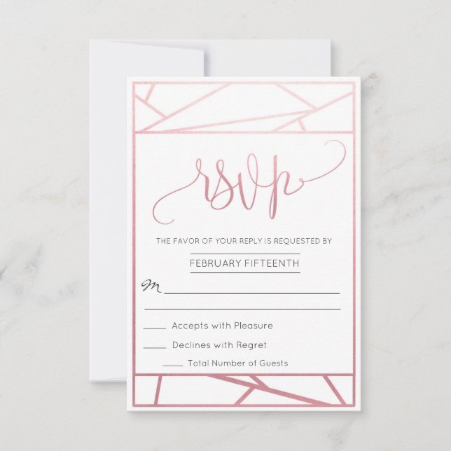 Modern geometrisk falsk roséguld RSVP OSA Kort (Framsida)