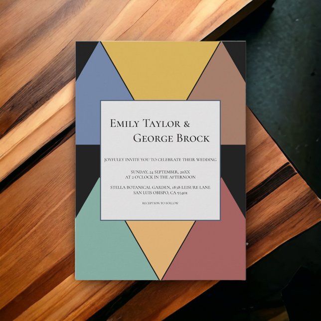 Modern geometrisk färgfull Elegant Enkel Bröllop Inbjudningar (Skapare uppladdad)