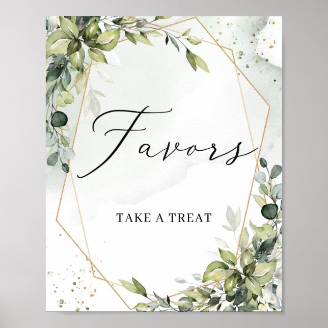 Modern Geometrisk favorisering i löv guld Poster (Framsidan)