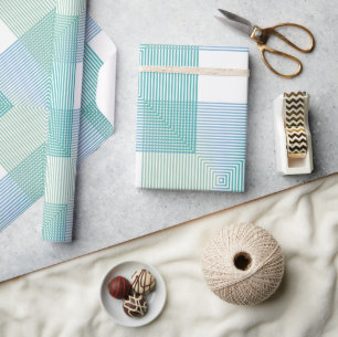 Modern geometrisk figursättning Papper - blått och Presentpapper