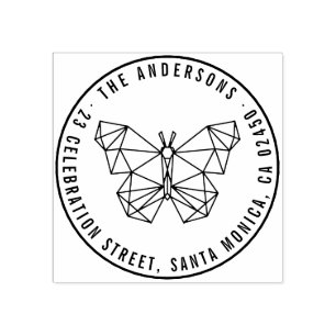 Modern geometrisk fjäril Namn och Returadress Stämpel