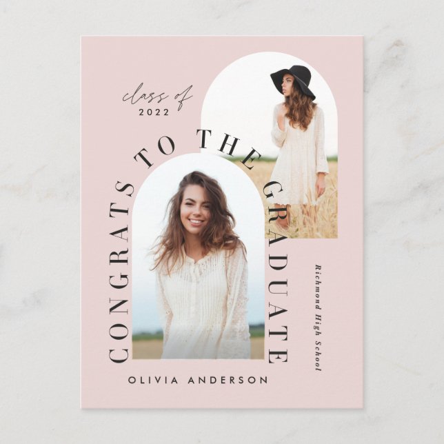 Modern geometrisk flerbilder båge examenshögtid af vykort (Framsida)