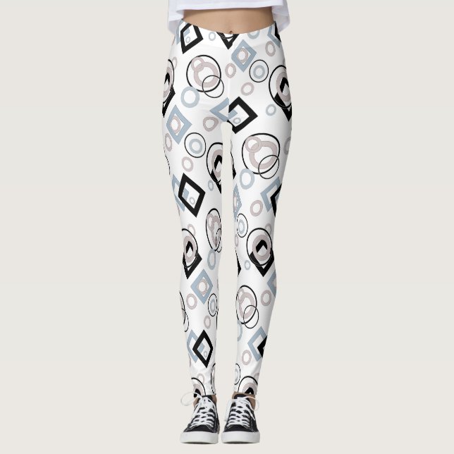 Modern geometrisk flerfärgad mönster leggings (Framsida)