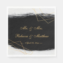 Modern Geometrisk för svart och Guld-vattenfärg Pappersservett