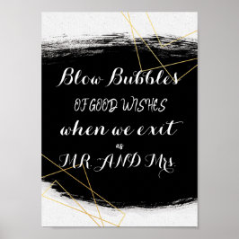 Modern Geometrisk för svart och Guld-vattenfärg Poster