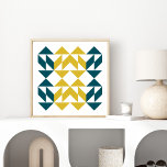 Modern geometrisk form Art i blått och Gult Poster<br><div class="desc">Modern geometrisk konsdesign Poster i Gult och Mörk i Mustard Teal Blue</div>