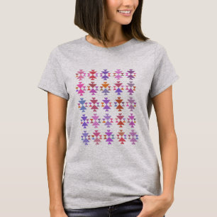 Modern geometrisk form Aztec Art i Lila T Shirt