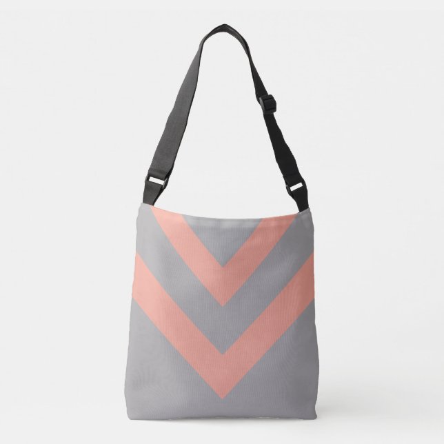 Modern geometrisk form i grått och rosa axelväska (Framsida)