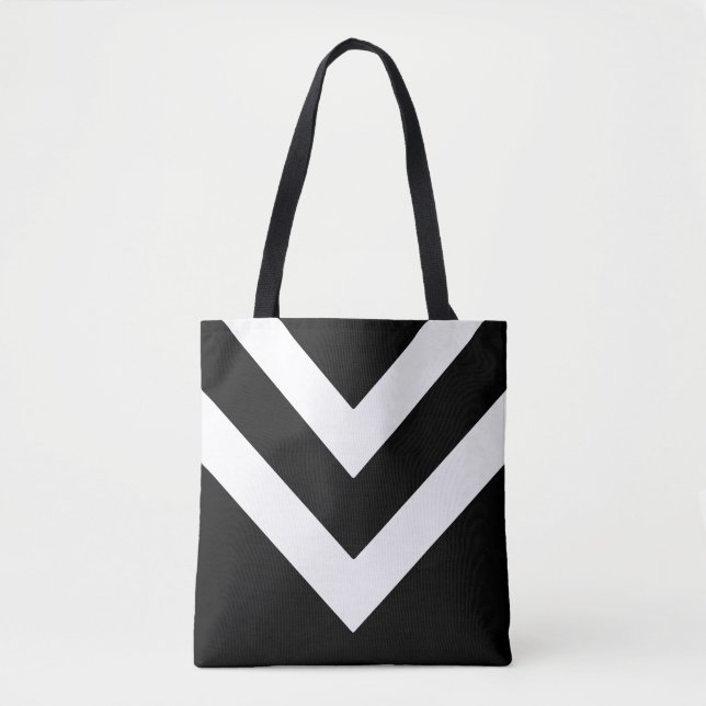 Modern geometrisk form i svartvitt Tote Bag Tygkasse (Framsida)
