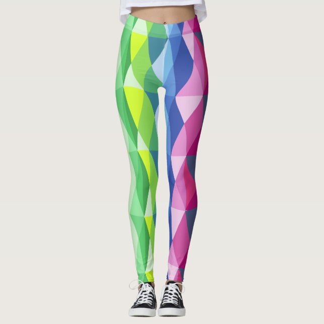 Modern geometrisk form Regbow Mönster Leggings (Framsida)