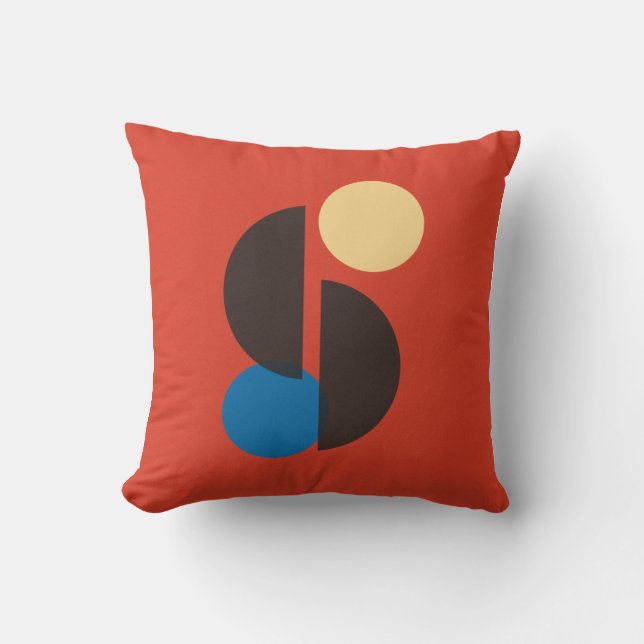 Modern geometrisk form Röda Färg Kudde (Framsida)