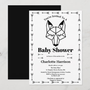 Modern geometrisk fox & Arrow Baby Shower Inbjudningar