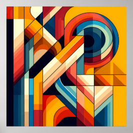 Modern geometrisk fusion - Abstrakt Färg Block Art Poster