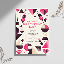 Modern Geometrisk Galentine-inbjudan Inbjudningar