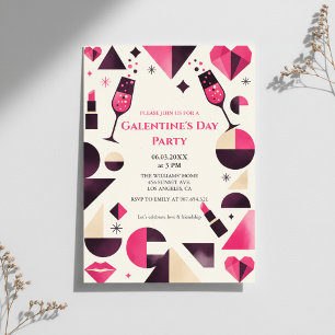 Modern Geometrisk Galentine-inbjudan Inbjudningar
