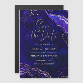 Modern geometrisk geode Blue-Lila spara datumet Magnetisk Inbjudningskort