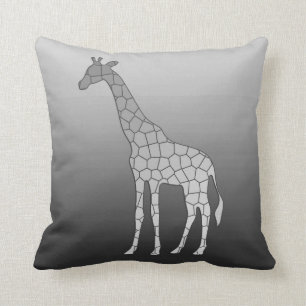 Modern geometrisk giraff, silvergrått/grå färg kudde