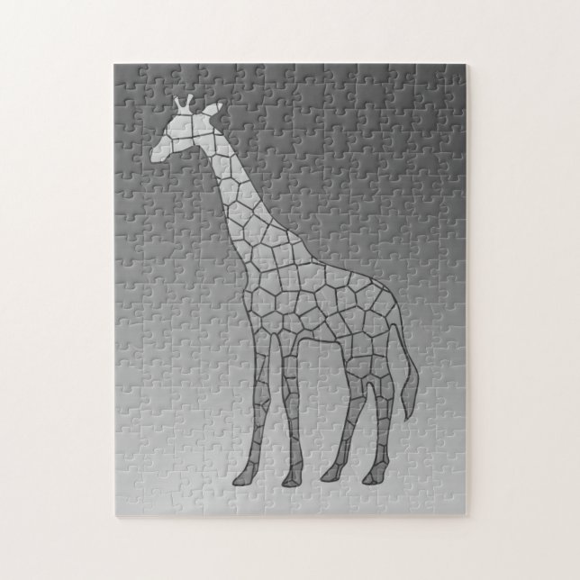 Modern geometrisk Giraffe Silver Grått / Grått Pussel (Vertikal)