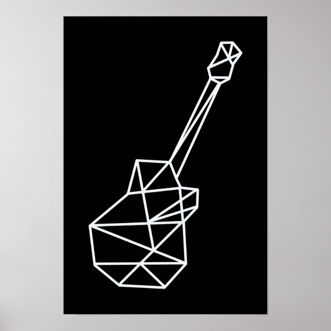 Modern geometrisk gitarr på svart poster (Framsidan)